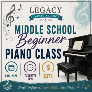 Fall 2026 Middle School Beginner Piano Class