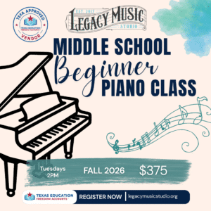 Fall 2026 Middle School Beginner Piano Class